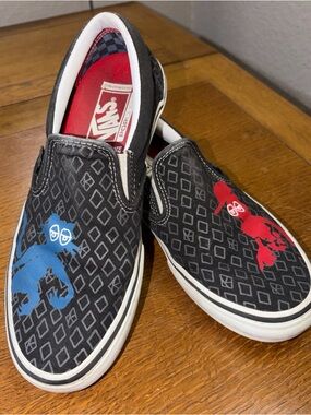VANS KROOKED by NATAS for RAY BARBEE SKATE SLIP ON Black Red Shoes Men’s 7.5